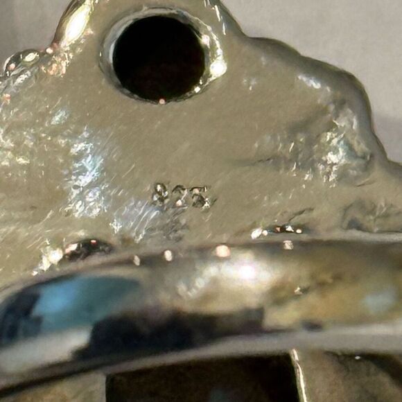 Unique Kingman Turquoise 3 Stone Ring Southwestern Sterling Silver Framed - Picture 6 of 6